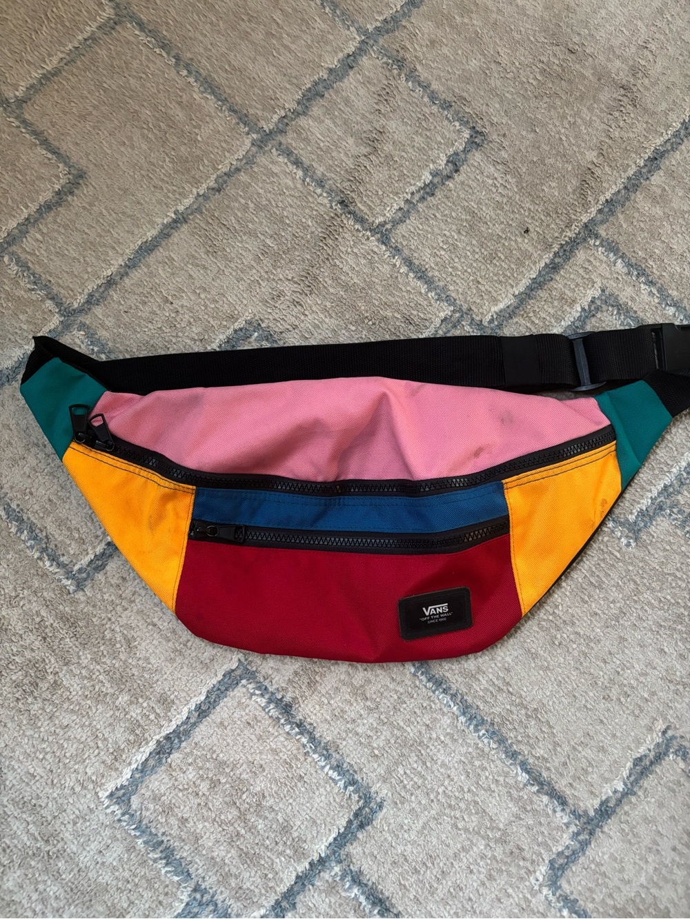 Vans Colorblock Waist Bag in Pink, Red, Yellow, Teal & Blue
